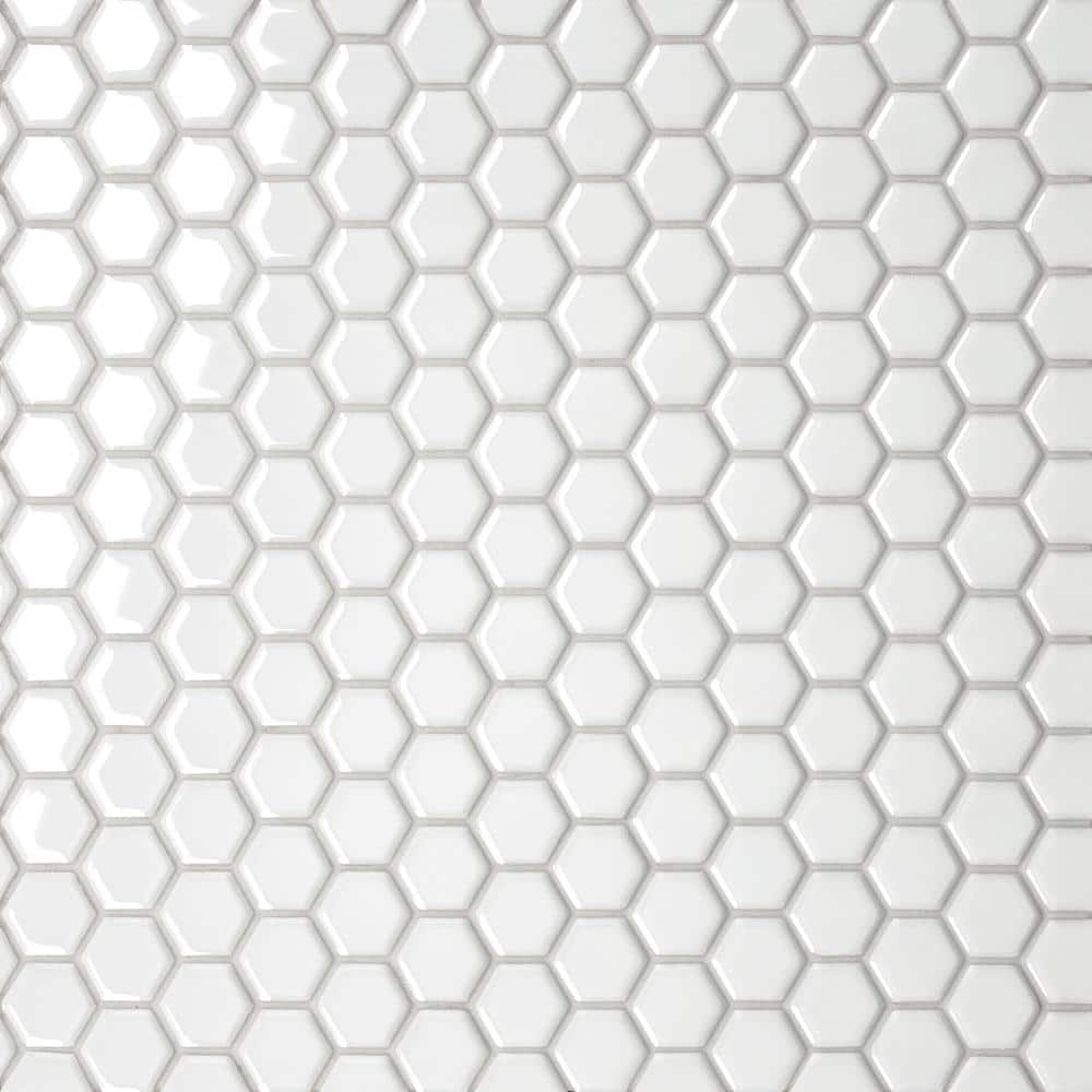 Le Cafe White 1 in. x 1 in. Hexagon Gloss Porcelain Mosaic Tile (8.39 sq. ft./Case) price history on PriceWatchPro