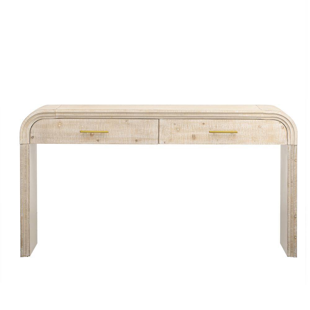 59.05 in. W x 15.7 in. D x 32.7 in. H Natural Wood Wash Brown Linen Cabinet