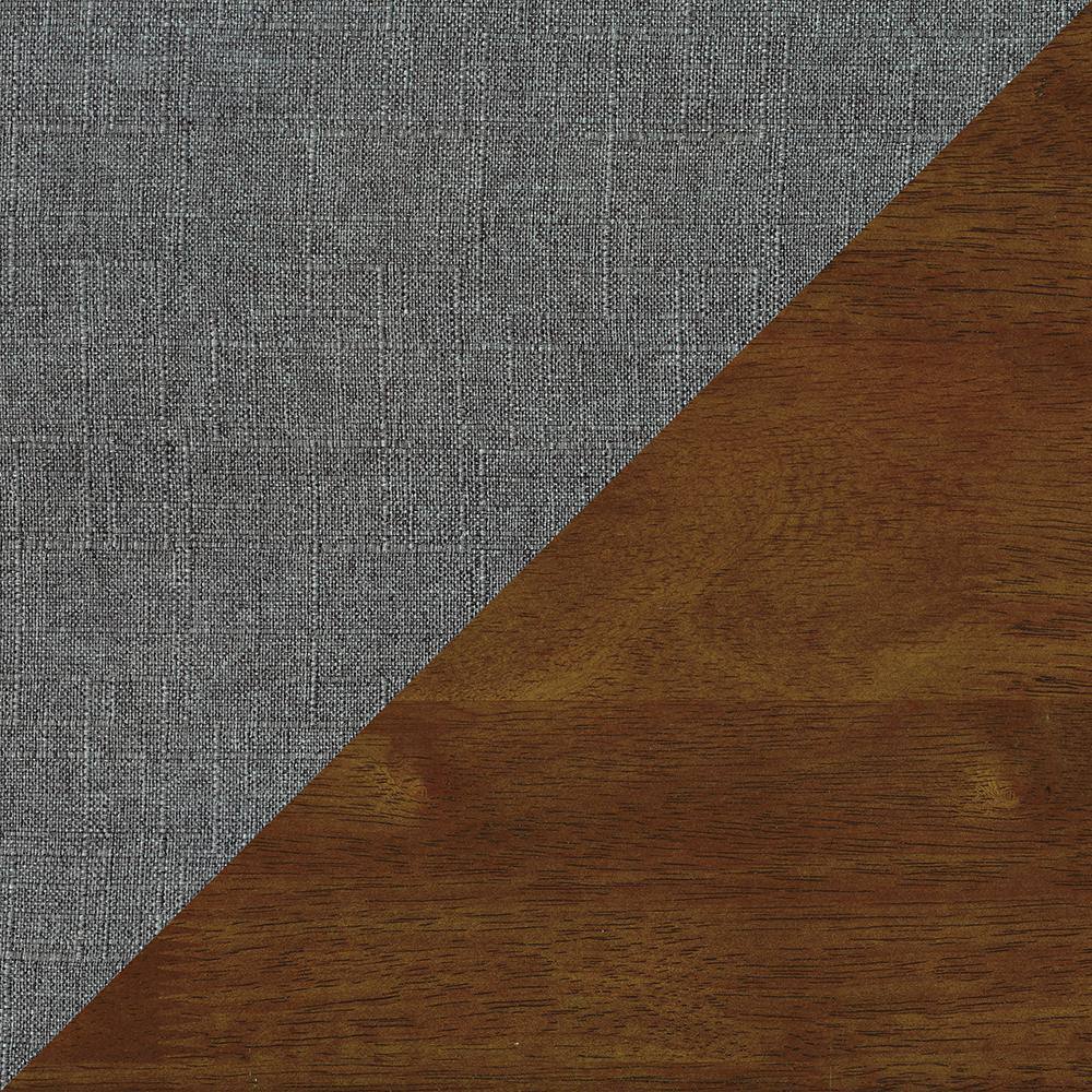 Gray Fabric Lift Top Storage Bench with Walnut Wood Frame