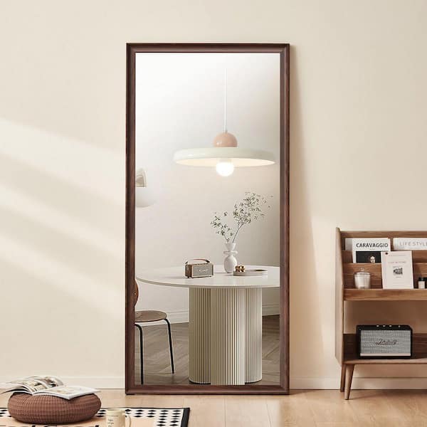 Antique brown 31.50 in. W x 70.86 in. H Rectangle Artificial wood Framed Full-Length Mirror