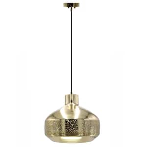 Sorrento 1-Light Gold Hanging Pendant with Metal Shade