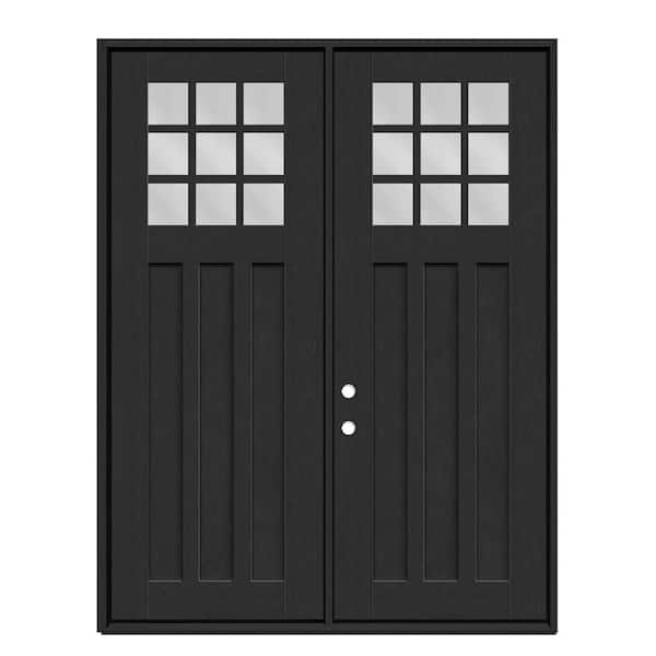 Regency 72 in. x 96 in. 1/4 9L-SDL Clear Glass RHIS Onyx Fiberglass Double Prehung Front Door with 4-9/16 Jamb