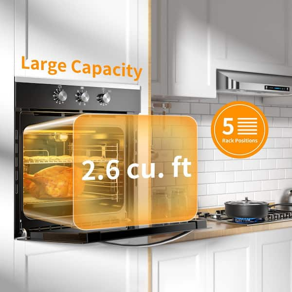 Costway 24'' Single Wall Oven 2.47Cu.ft Built-in Electric Oven 2300W w/ 5  Cooking Modes