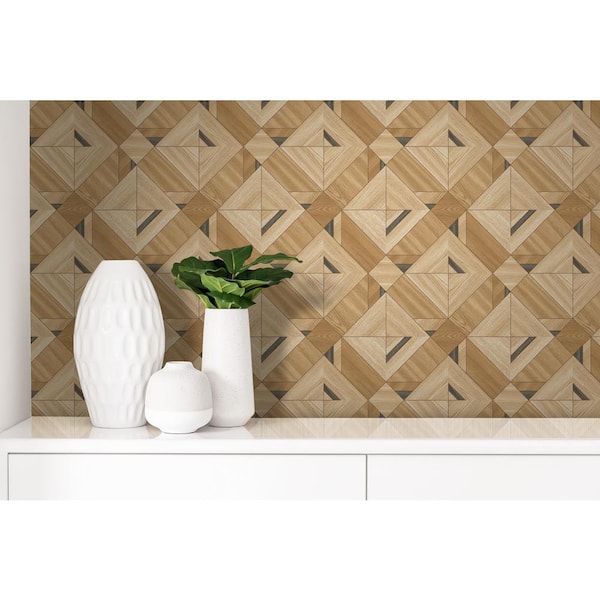 Wood Tiles Beige Paper Non-Pasted Strippable Wallpaper Roll (Cover 56.05 sq. ft.)