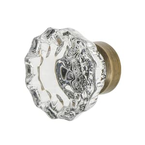 Crystal 1-3/8 in. Cabinet Knob in Antique Brass