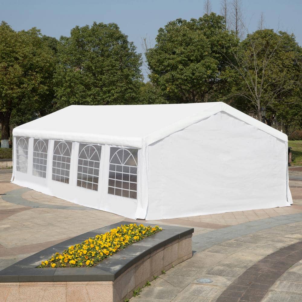 Outsunny White 16' x 32' Heavy Duty Party Tent with Removable Sidewalls
