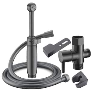 Black Handheld Bidet Attachment Sprayer Set with Backflow Preventer and Adjustable Water Pressure Control