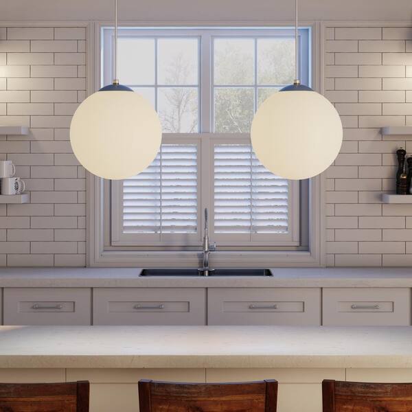 1-Light White Pendant with White Opal Glass