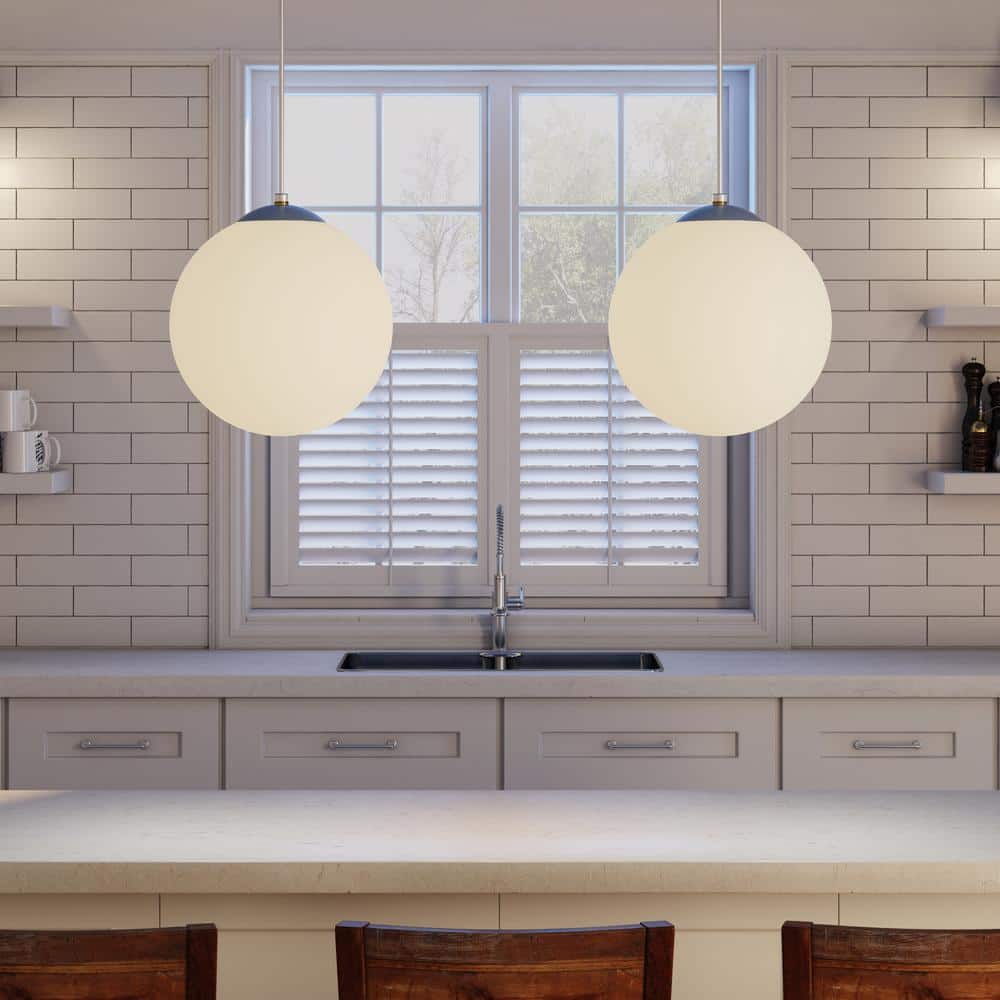 Satin White Glass Globe Pendant Light