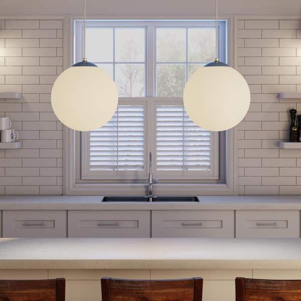 1-Light White Pendant with White Opal Glass