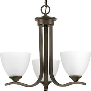 Laird Collection 3-Light Antique Bronze Etched Glass Traditional Chandelier Light