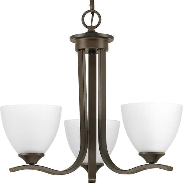 Progress Lighting Laird Collection 3-Light Antique Bronze Etched Glass Traditional Chandelier Light