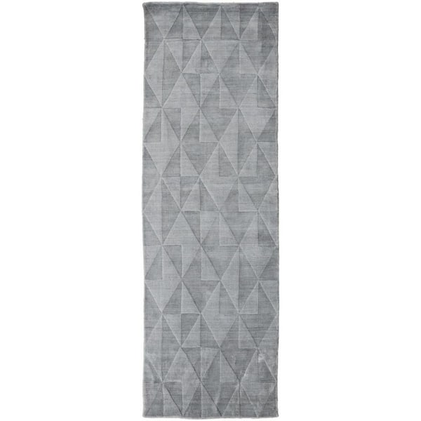 HomeRoots 2 ft. x 8 ft. Gray Geometric Runner Rug