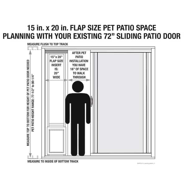 Ideal Pet 15 In X 20 Extra Large Mill And Dog Patio Door Insert For 77 6 To 80 4 Tall Aluminum Sliding Glass 80patslm The Home Depot Tall Aluminum Sliding Glass Door, Extra Large Pet Door For Sliding Glass Door