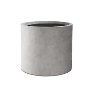 12.5 in. W Cylindrical Lightweight Natural Concrete Metal Indoor Outdoor Planter Pot w/Drainage Hole for Home and Garden