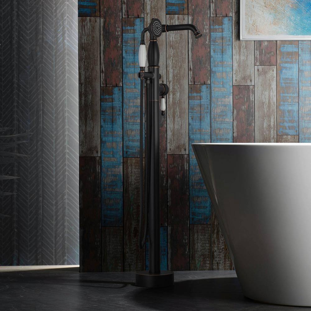 Oil Rubbed Bronze Freestanding Tub Faucet with Hand Shower