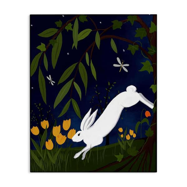 Stupell Industries Hare in Night Forest by Michelle Ingari Designs Unframed Animal Graphic Art Print 20 in. x 16 in.