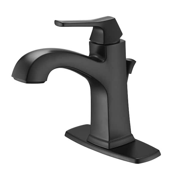Ultra Faucets Lotto 4 in. Centerset Single-Handle Bathroom Lavatory Faucet Rust Resist with Drain Assembly in Matte Black