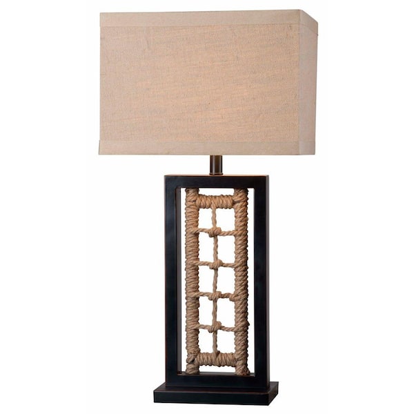 Kenroy Home Sailor 30 in. H Oil-Rubbed Bronze with Rope Accents Table Lamp