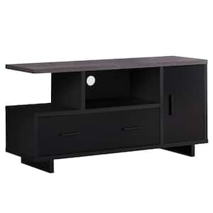 Jasmine 16 in. Black and Grey Particle Board TV Stand with 2 Drawer Fits TVs Up to 43 in.