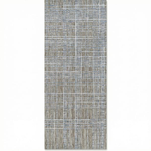 Charm Ohe Sand-Ivory 2 ft. x 7 ft. Transitional Flatwoven Plaid Polypropylene Runner Indoor/Outdoor Area Rug