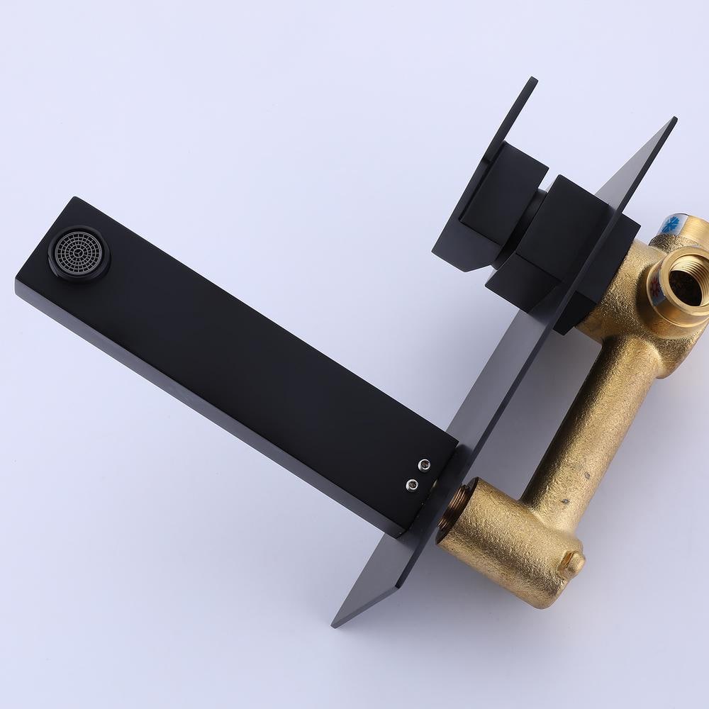 Matte Black Single-Handle Wall Mount Bathroom Faucet