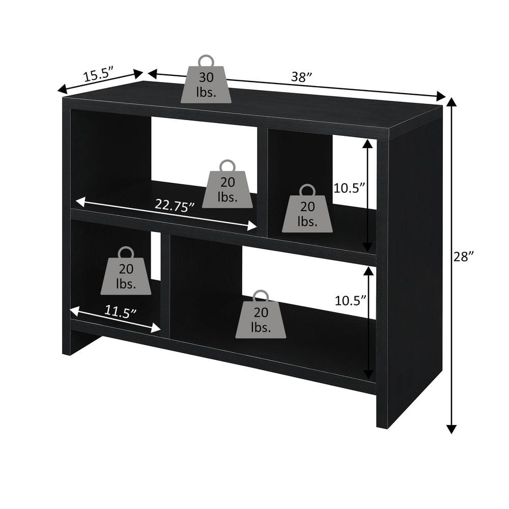 Weathered Gray Modern 3-Tier Hollow Core Console Bookcase