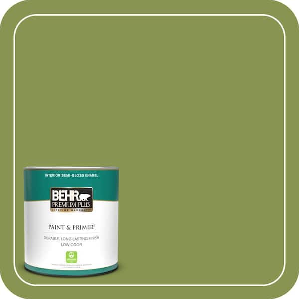 BEHR PREMIUM PLUS 1 qt. #M350-6 Frog Semi-Gloss Enamel Low Odor Interior Paint & Primer