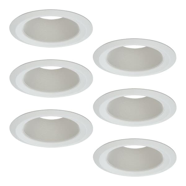 HALO E26 6 in. White Recessed Lighting Tapered Baffle with Self Flanged White Trim Ring (6-Pack)