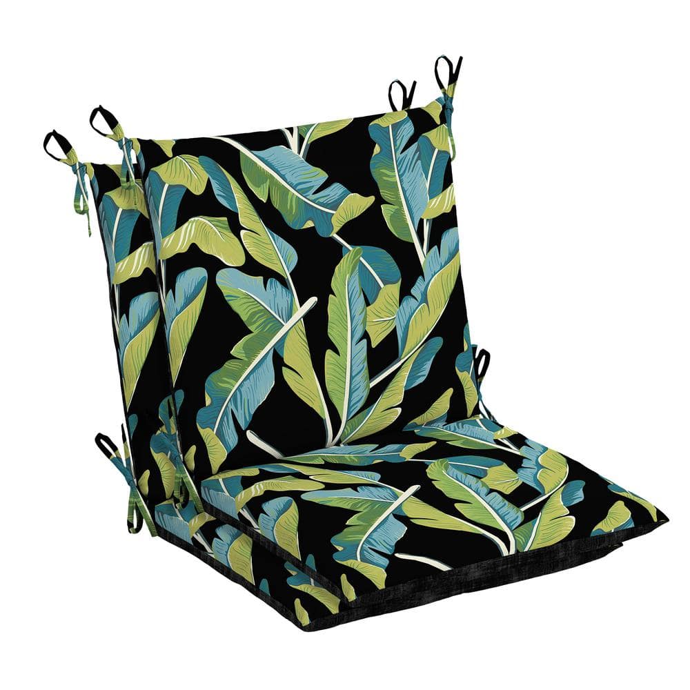 Hampton Bay Banana Leaf Tropical Outdoor Dining Chair Cushion (2-Pack ...