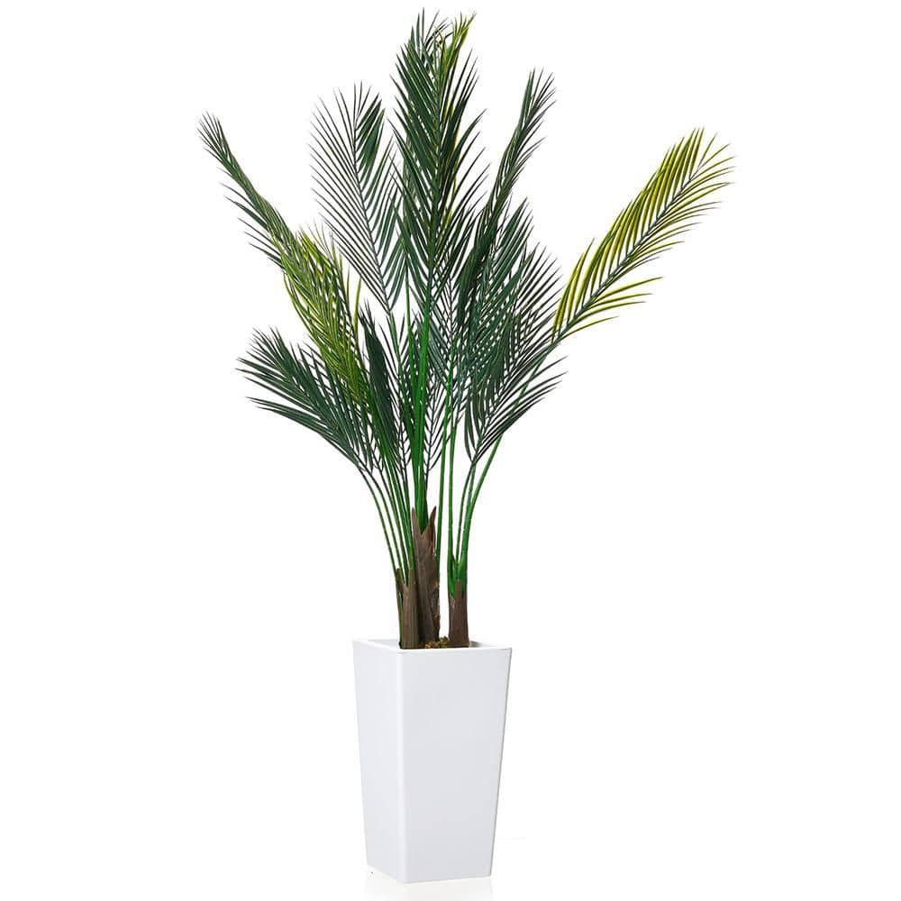 5 ft. Artificial Areca Palm Tree, Faux Potted Plant with Tall White Planter, Maintenance‑Free for Home, Office Decor price history on PriceWatchPro