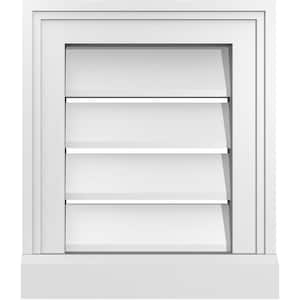 12 in. x 14 in. Vertical Surface Mount PVC Gable Vent: Functional with Brickmould Sill Frame