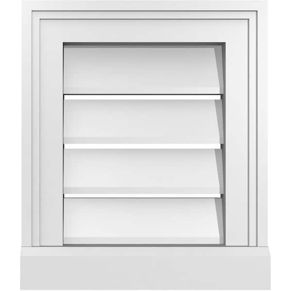 Ekena Millwork 12 in. x 14 in. Vertical Surface Mount PVC Gable Vent: Functional with Brickmould Sill Frame