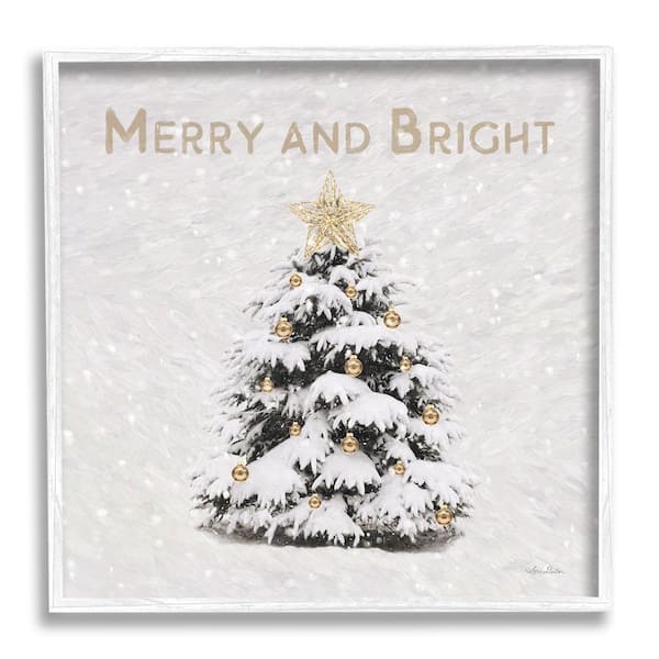 Merry and Bright Scene by Lori Deiter 1-Piece Framed Graphic Print Typography Poster Art Print 24 in. x 24 in.