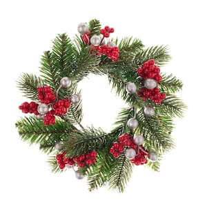 Red Poinsettia Small Candle Ring Decor Christmas Holidays Artificial Flower 