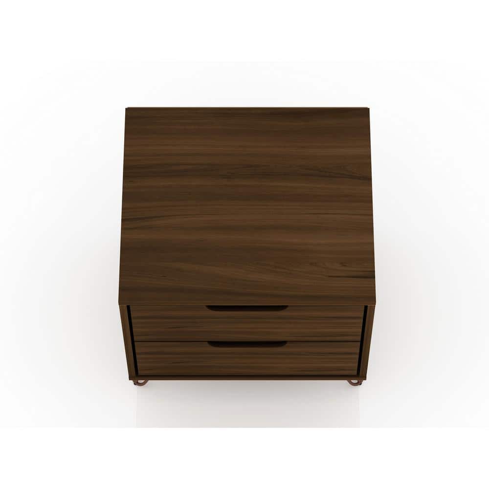 Mid-Century Modern Brown Nightstand with Splayed Metal Legs - Set of 2