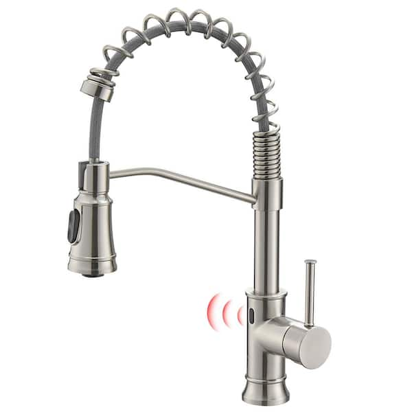 Lukvuzo Single-Handle Touchless Pull Down Sprayer Kitchen Faucet Hands ...