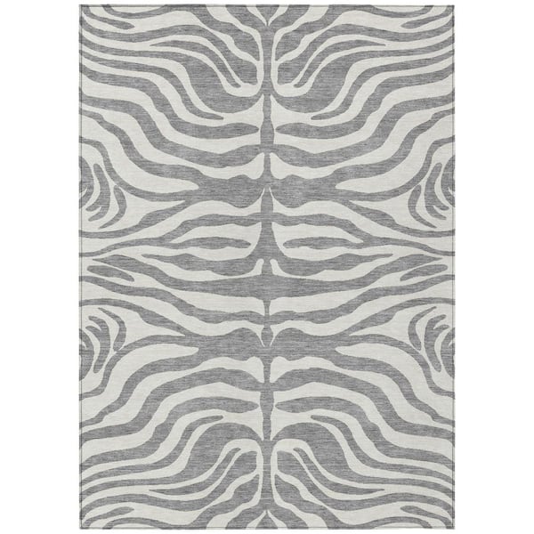 Chantille Machine Washable Indoor/Outdoor Abstract ACN1042 Gray 5 ft. x 7 ft. 6 in. Area Rug