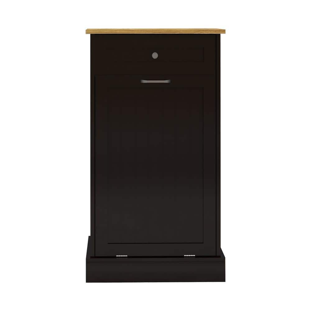19.69 in. W x 13.78 in. D x 35.43 in. H Black Linen Cabinet, 1-Drawer and 1