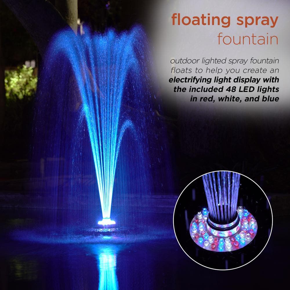 Black Floating Spray Fountain with LED Lights and Pump
