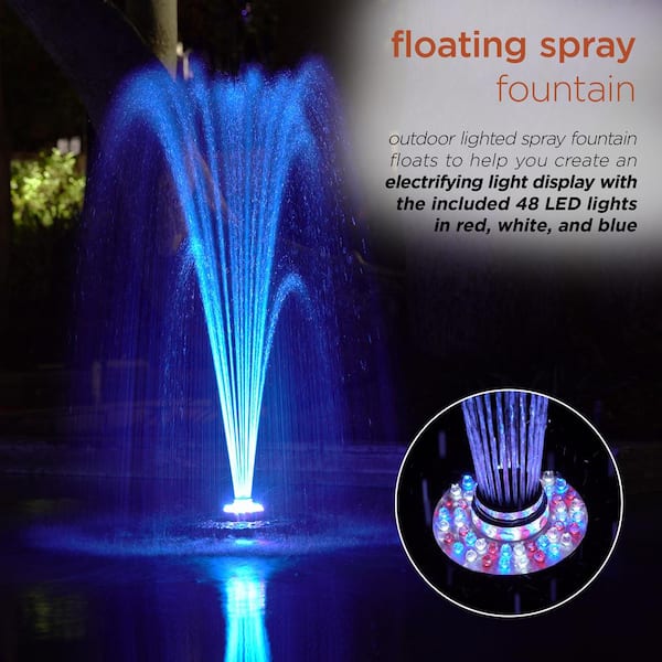 Apollo Cascade 12" Floating Fountain with Color-Changing 48-LED Lighting 
