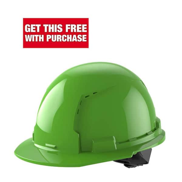 BOLT Green Type 1 Class C Front Brim Vented Hard Hat with 4 Point Ratcheting Suspension