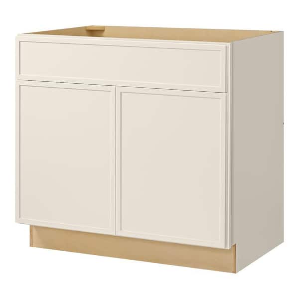 Leyton 36 in. W x 24 in. D x 34.5 in. H Ready to Assemble Plywood Slim Shaker Base Kitchen Cabinet in Antique White