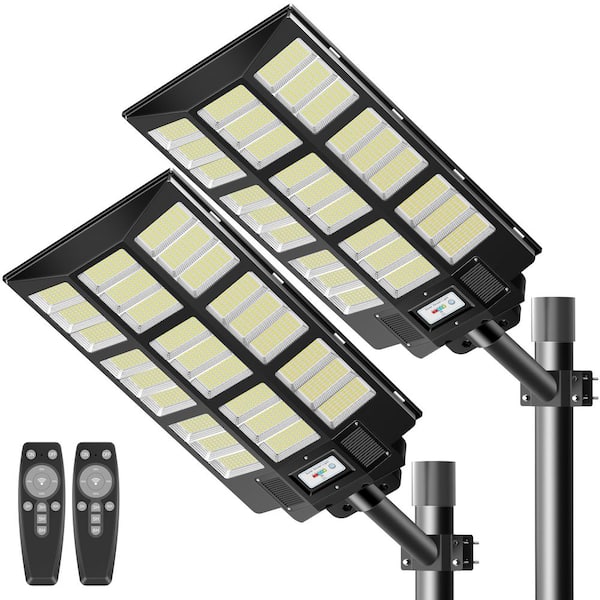 240000 Lumen 240° Black Motion Sensing Dusk to Dawn Integrated LED Flood Lights 2-Pack