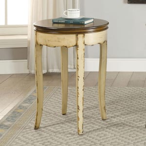 Delway 18 in. White Round Wood End Table