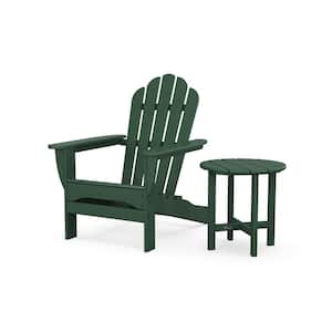 Monterey Bay 2-Piece Plastic Patio Conversation Set Adirondack Chair with Side Table in Rainforest Canopy