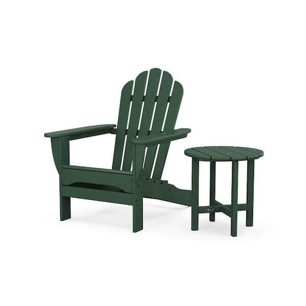 Trex Outdoor Furniture Monterey Bay 2-Piece Plastic Patio Conversation Set Adirondack Chair with Side Table in Rainforest Canopy