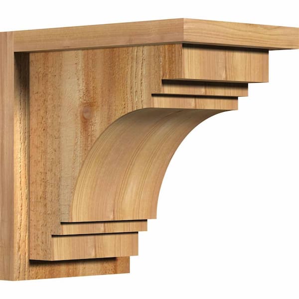 Ekena Millwork 8 in. x 12 in. x 12 in. Western Red Cedar Pescadero Rough Sawn Corbel with Backplate