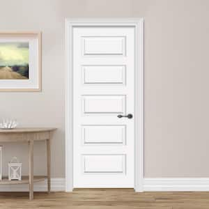 18 in. x 80 in. 5 Panel Molded No Bore Solid Core White Primed Wood Composite Interior Door Slab