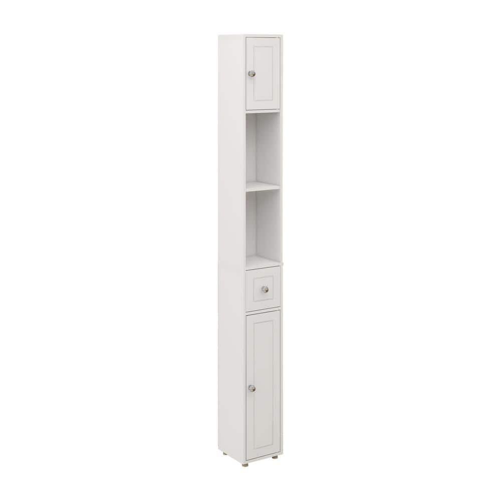 7.87 in. W x 7.87 in. D x 70.86 in. H White Linen Cabinet Bathroom Storage 